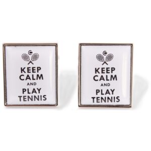 Keep Calm and Play Tennis Cufflinks White