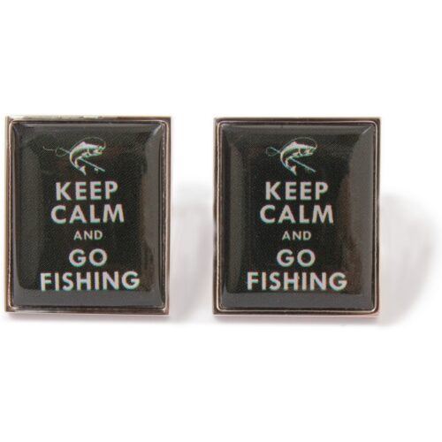 Keep Calm and Go Fishing Cufflinks Green