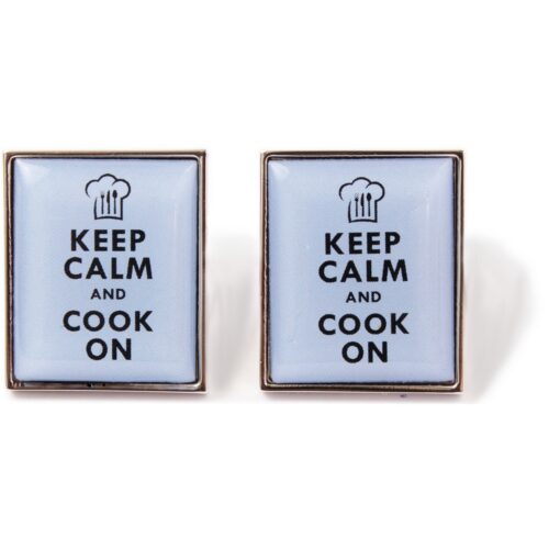 Keep Calm and Cook On Cufflinks Blue