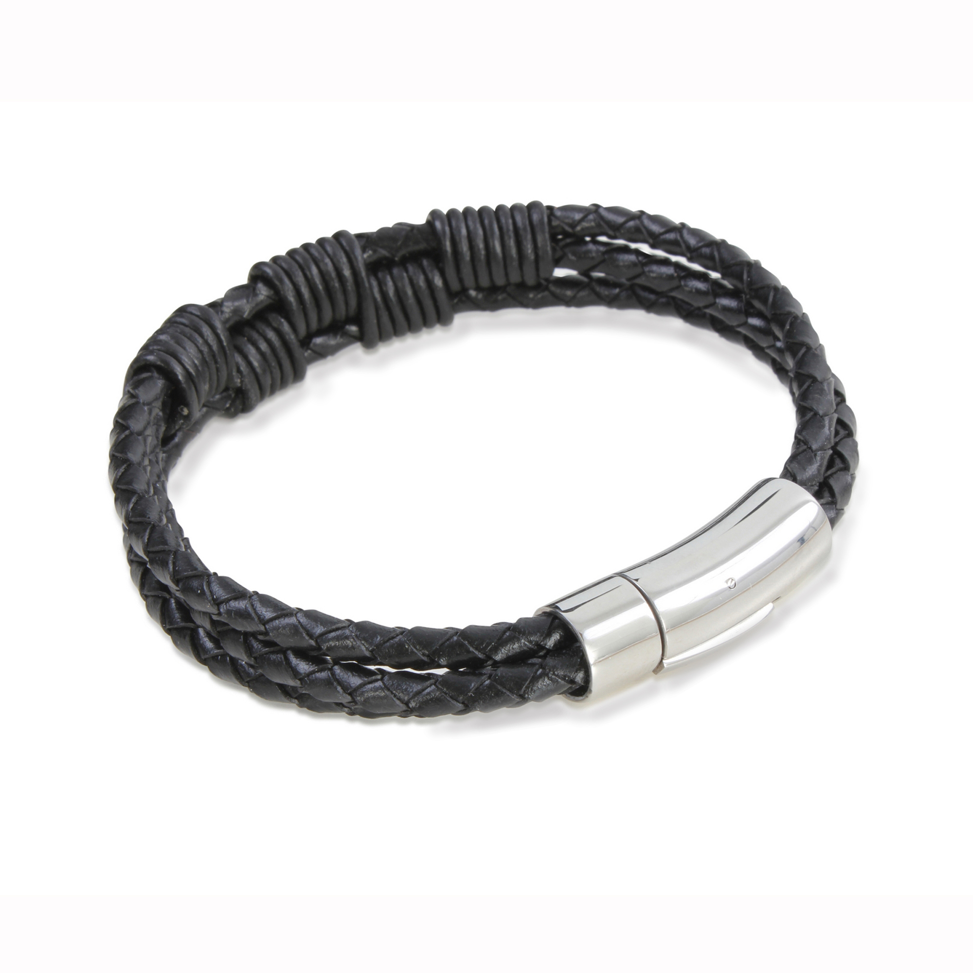Black Triple Bracelet Twisted design with Stainless Steel Clasp - Dalaco
