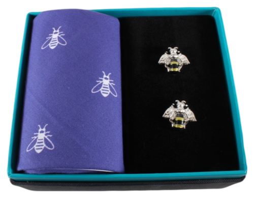 Bee Handkerchief and Cufflink Set