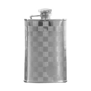 Hip Flask Chequered Design with Engraving Plate - 3.5oz