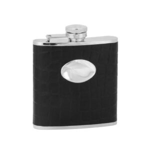 Hip Flask Black with Oval Engraving Plate - 5oz