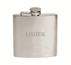 Usher Engraved Hip Flask