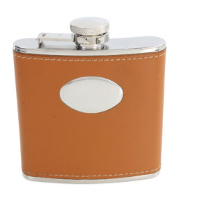 Hip Flask Brown with Engraving Oval 5oz