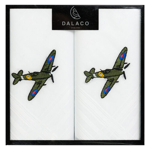 RAF Spitfire Embroidered White Cotton Handkerchiefs
