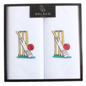 cricket Embroidered White Cotton Handkerchiefs