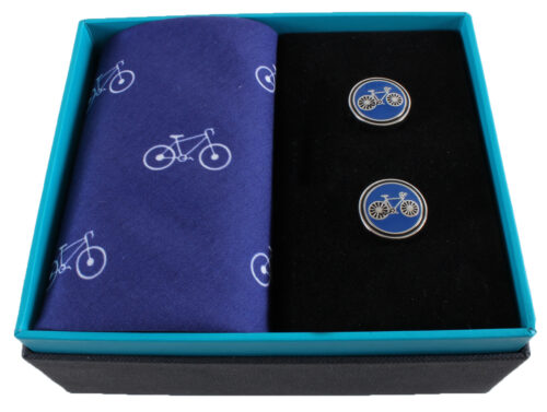 Bicycle Handkerchief & Cufflink Set (colours may vary)