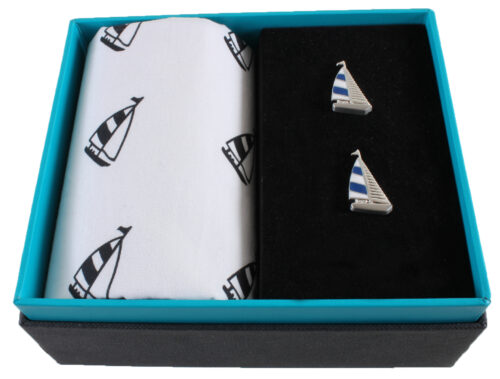 Yacht Handkerchief & Cufflink Set (colours may vary)