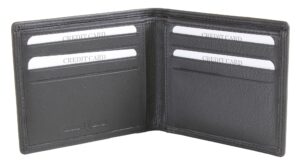 Black Leather Wallet RFID lined with ID Partition and Coin Pouch