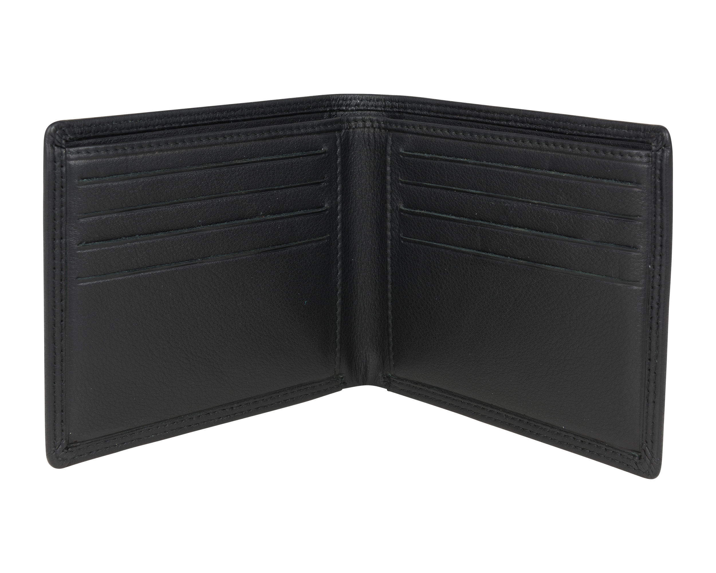 Black Leather Classic Billfold Wallet RFID lined 8 Card Slots - Dalaco