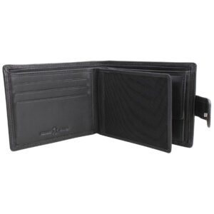 Black Leather Tab Close Wallet with RFID Lining