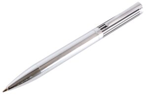 Engravable Chrome Ballpoint Pen with Black Lined Lid