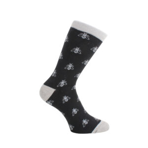 Bee Sock - Black and Grey Combed Cotton