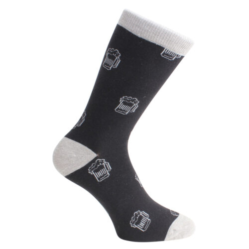 Beer Socks - Black and Grey Combed Cotton