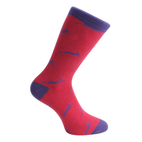 Running Hare Socks - Red & Blue Combed Cotton