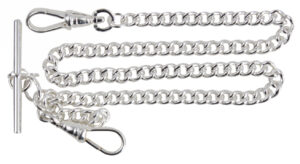 Watch Albert Single Clasp Small Curb Chain, Silver plated