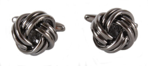 Large Open Rounded Section Gunmetal Knot Cufflinks