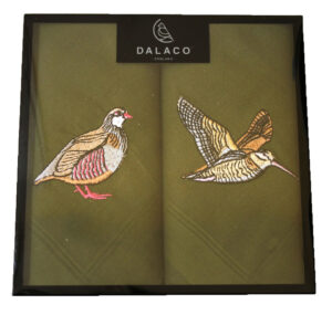 Woodcock & Partridge Embroidered Green Handkerchiefs