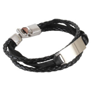 Black 4 Cord Bracelet with Stainless Steel engraving plate