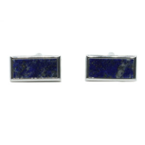 Lapis Lazuli Rectangular Rhodium Cufflinks