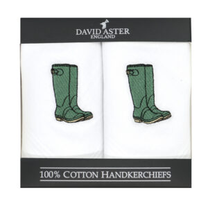 Green Boots Embroidered White Handkerchiefs