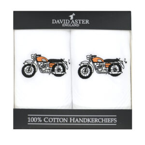 Motorbike Embroidered White Handkerchiefs