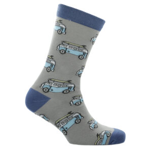 Campervan Socks - Blue and Grey Combed Cotton