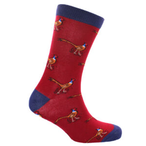 Pheasant Socks - Red and Blue Combed Cotton